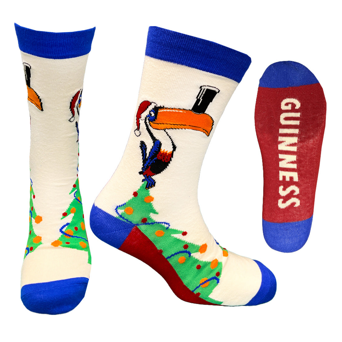 Guinness Toucan Tree Cream & Blue Christmas Socks