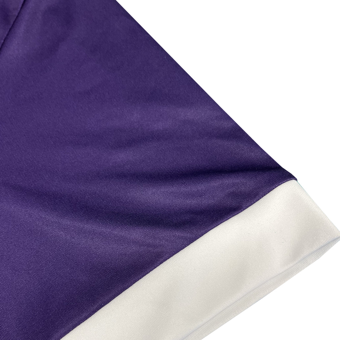 Purple sleeve with white hem trim
