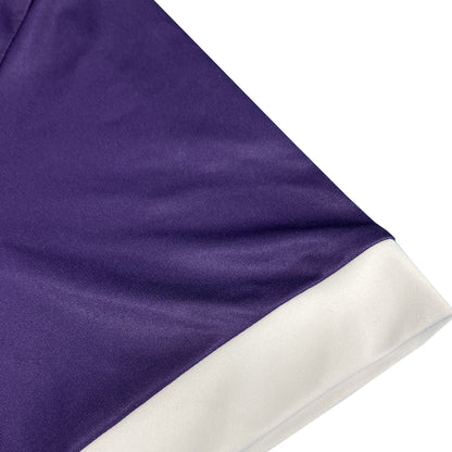 Purple sleeve with white hem trim