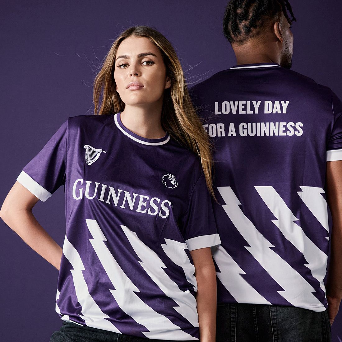 Guinness White and Purple Premier League Football Top