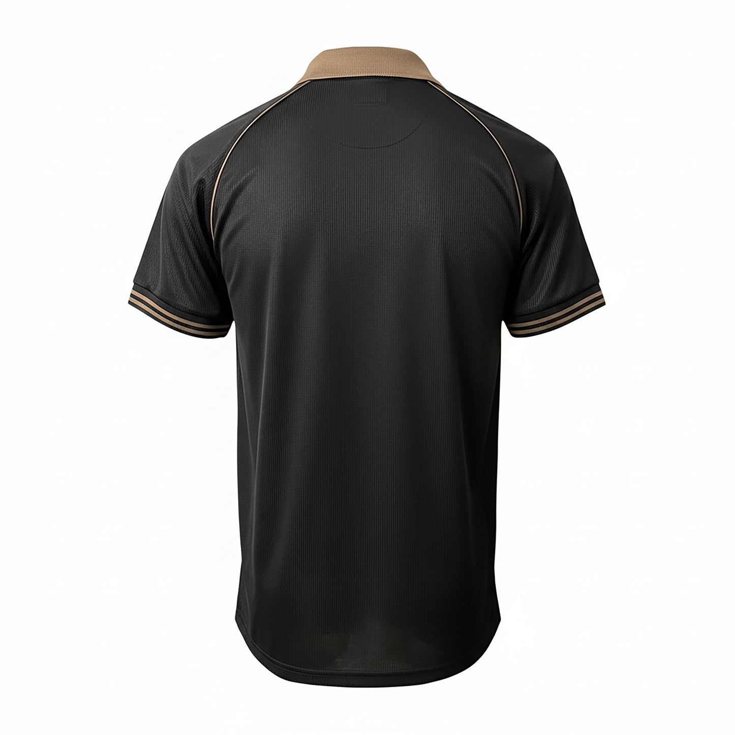 Back view of Guinness Black and Brown Premier League football top with tan piping.