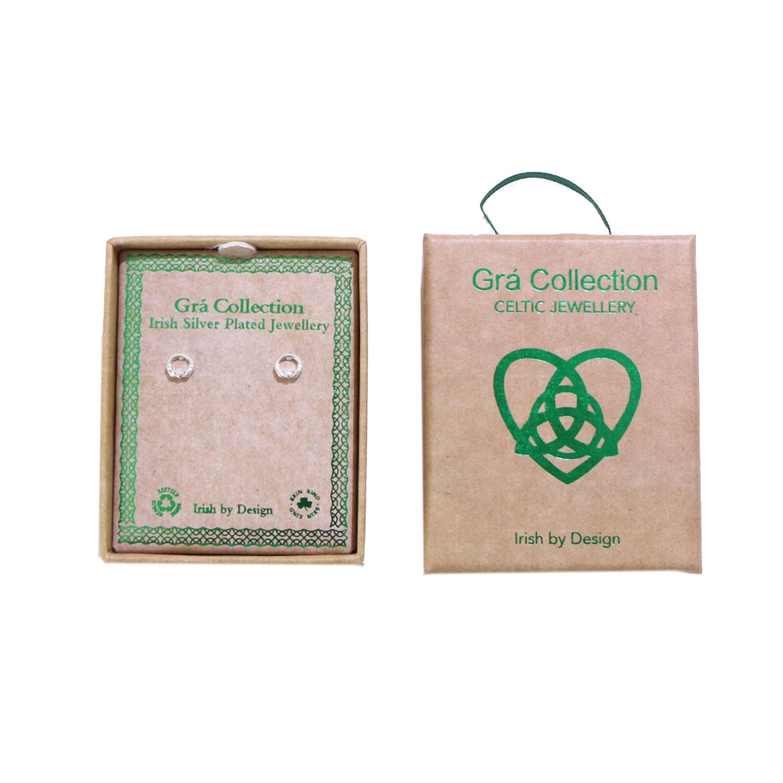 Grá Collection Silver Plated Claddagh Earrings 