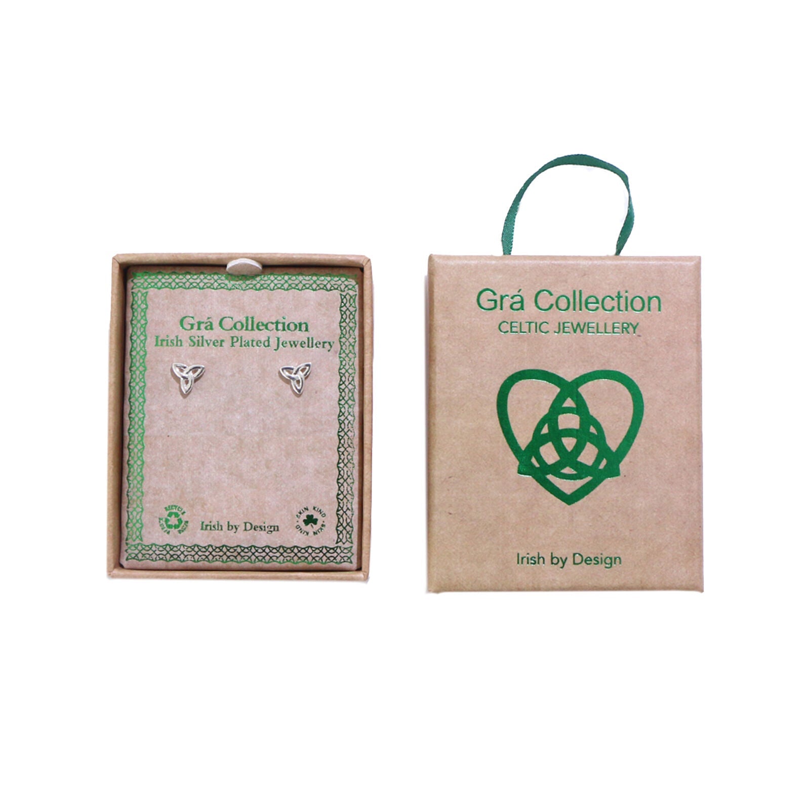Grá Collection Silver Plated Trinity Knot Stud Earrings 