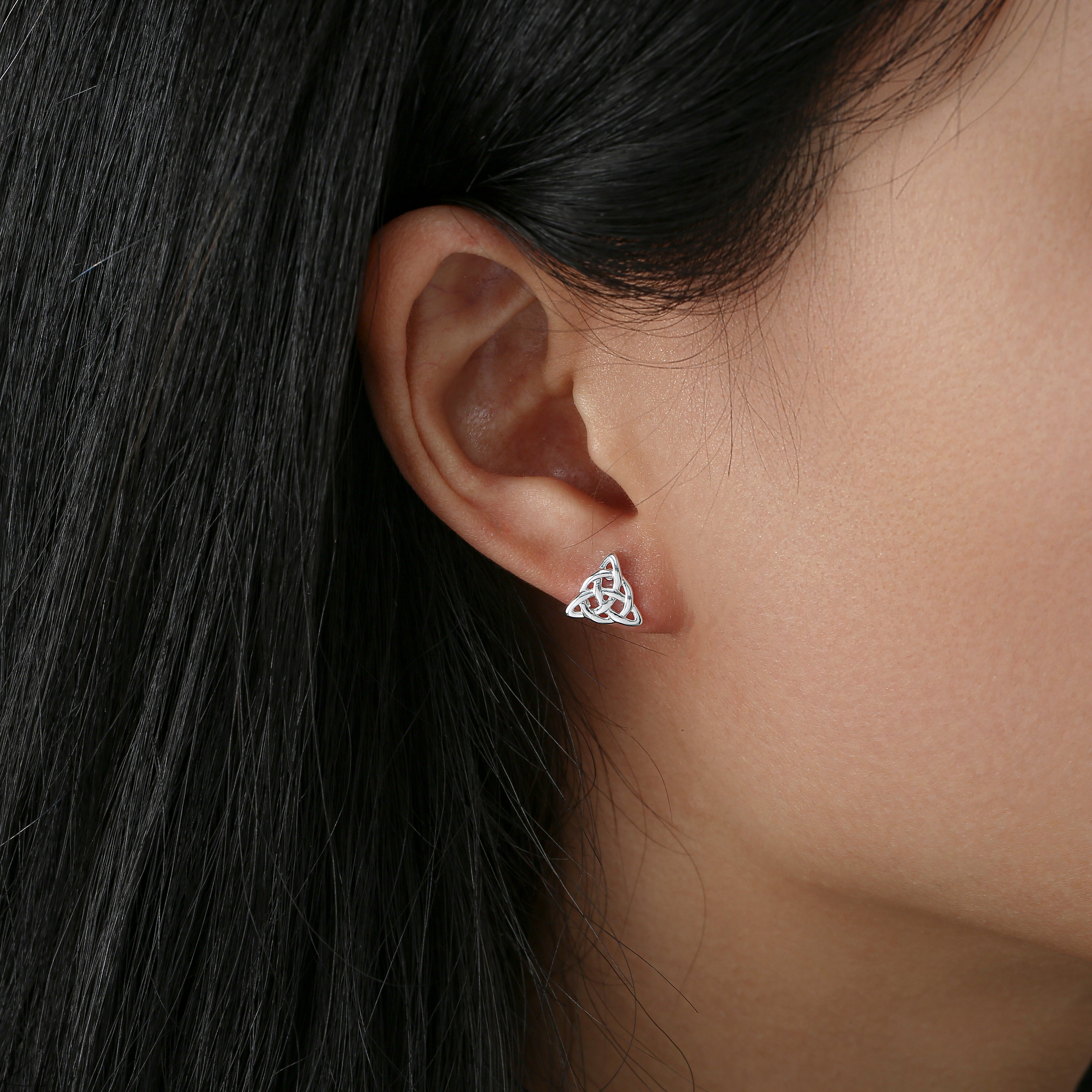 Silver Plated Plain Trinity In Circle Earrings 