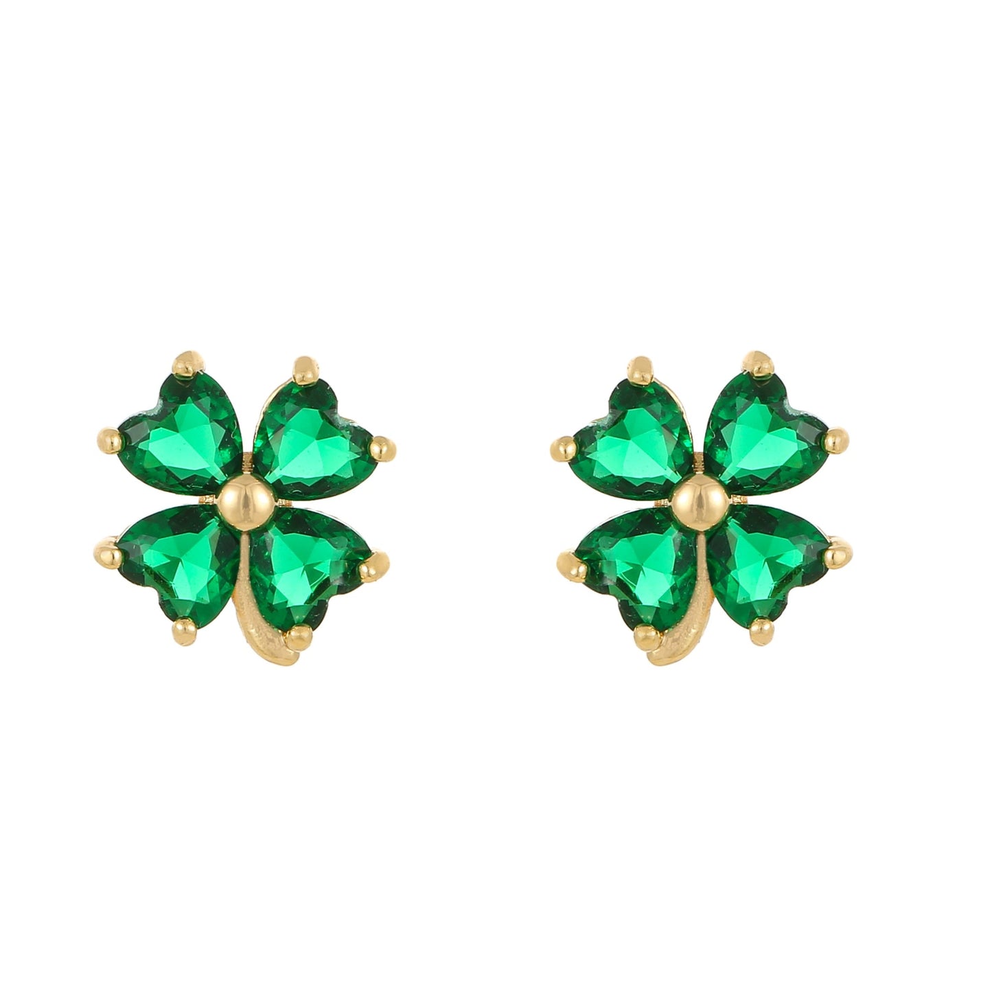Gold Plated Four Stone Clover Stud Earrings