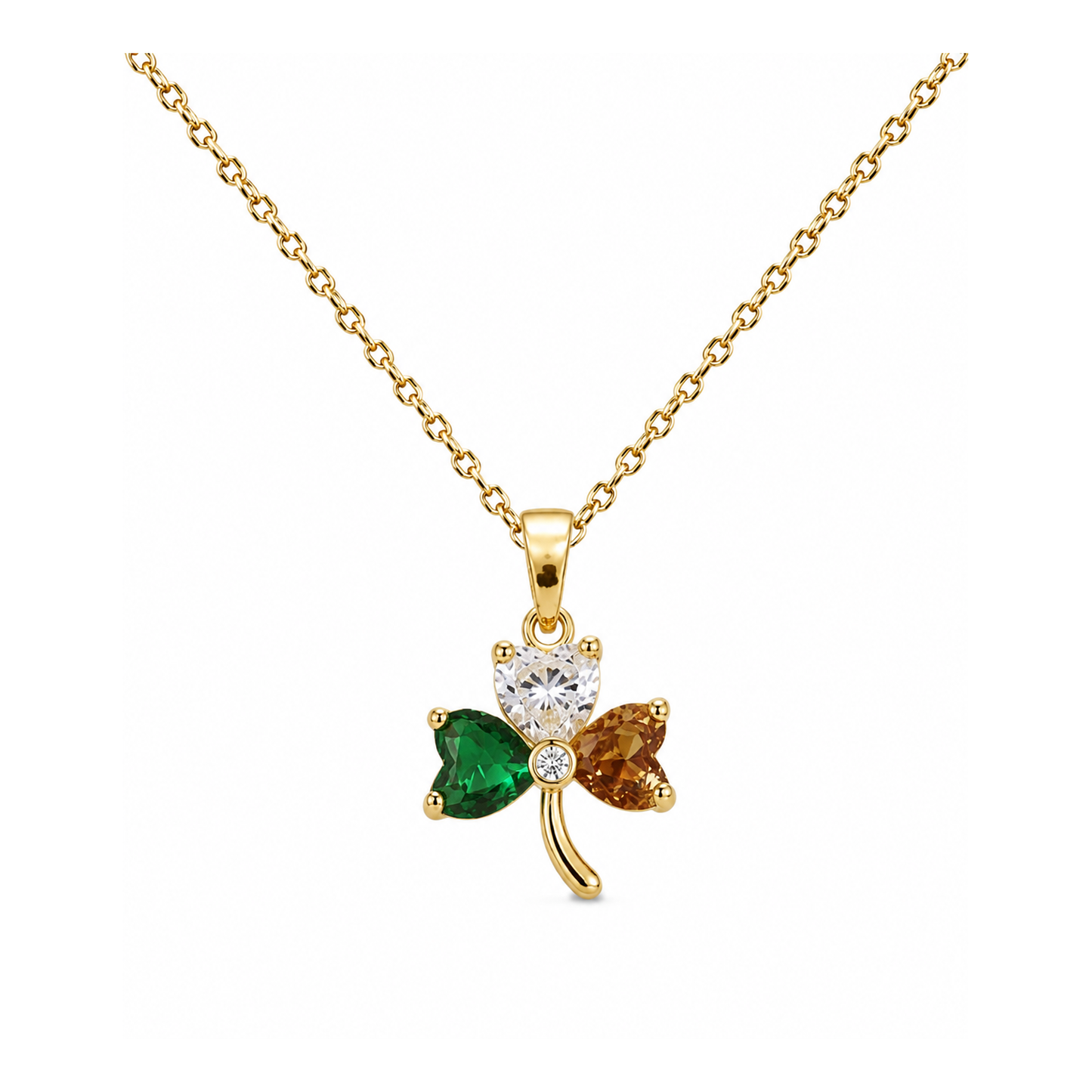 Gold Plated Tricolor Shamrock Pendant