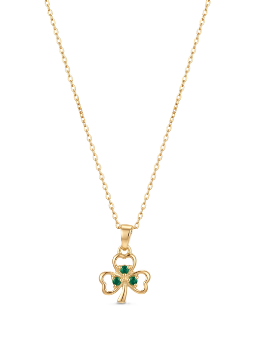 Gold Plated Shamrock & Green CZ Pendant