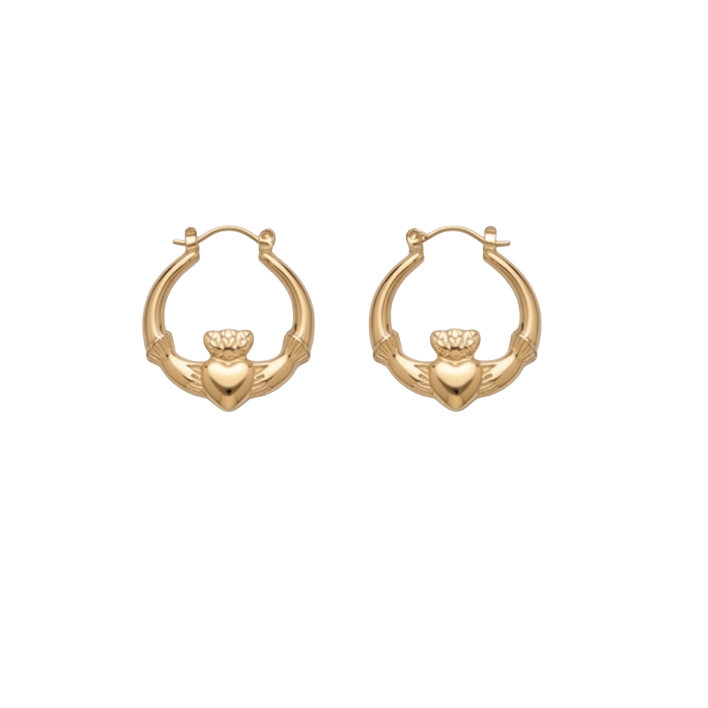 Gold Claddagh Earrings 3cm