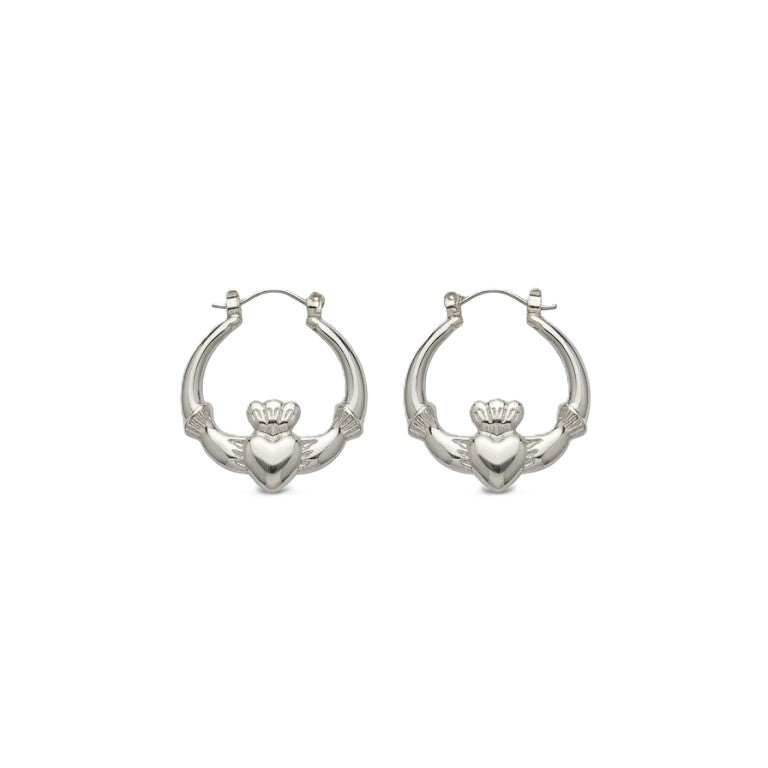 Silver Claddagh Earrings 4cm
