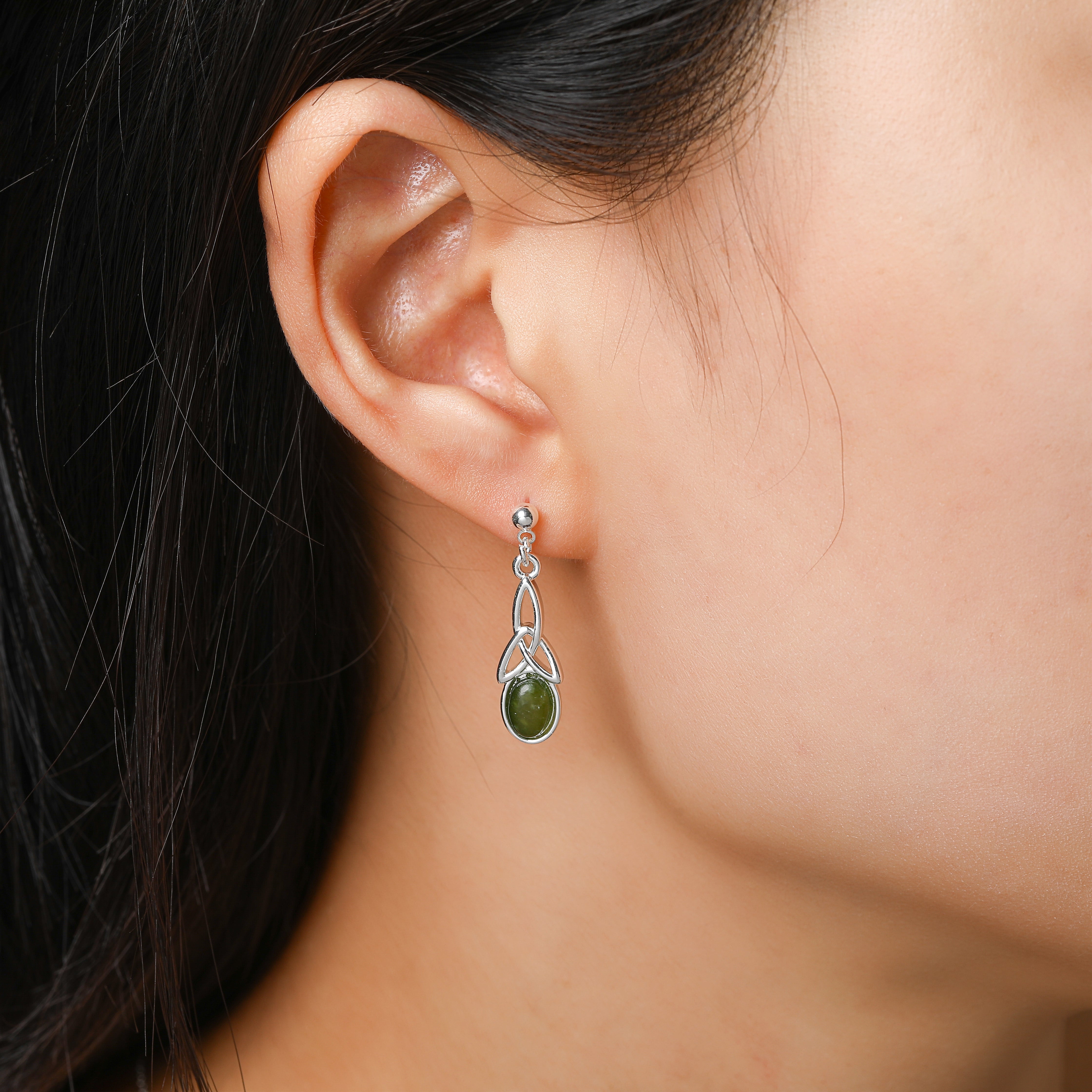 Trinity Inlaid Marble Drop Earrings 