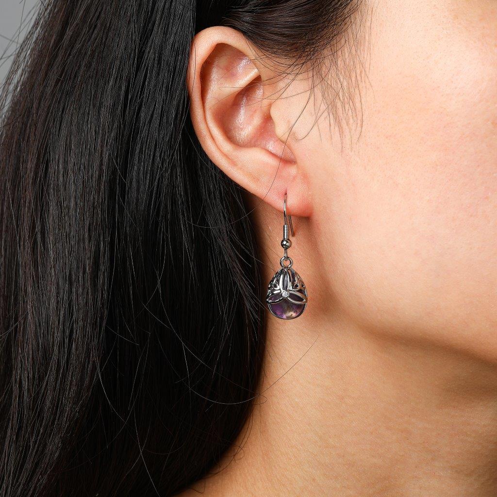Teardrop Semi-precious Amethyst Stone Earrings 