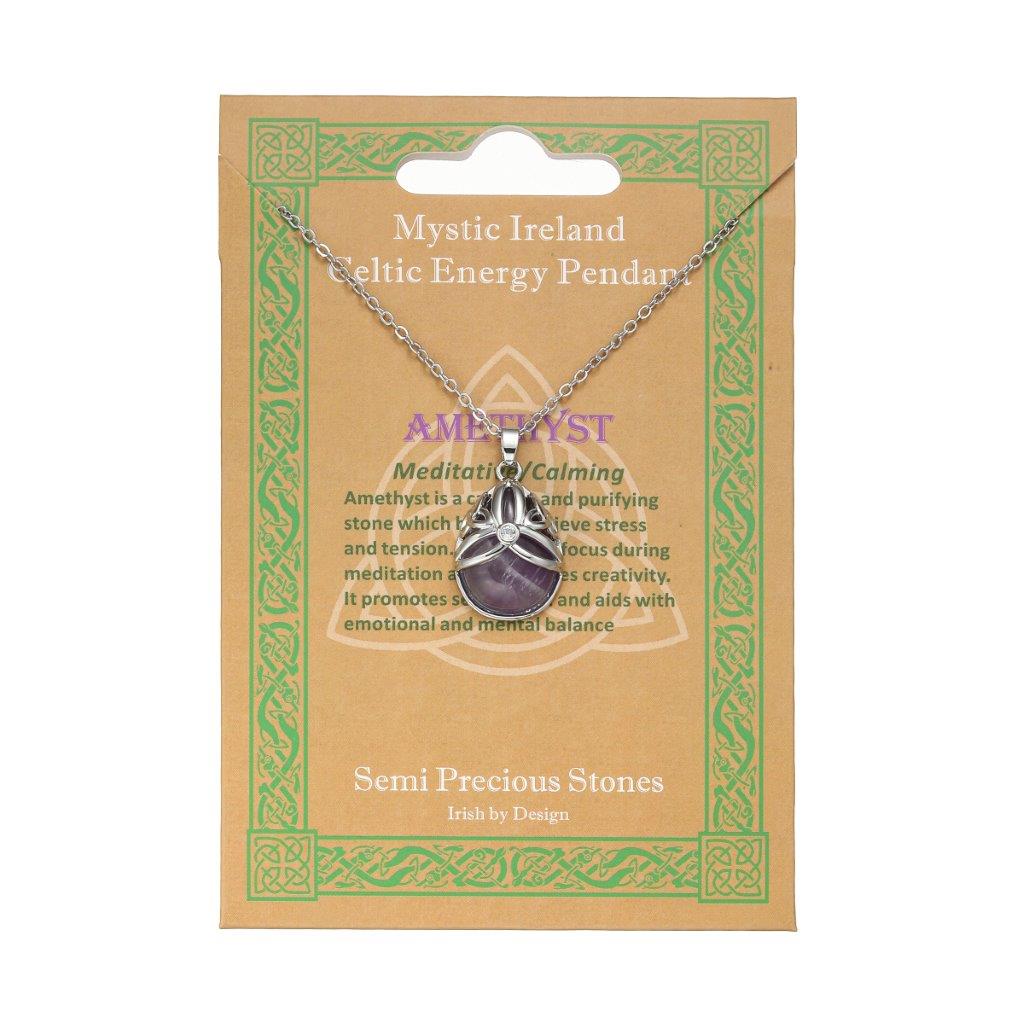 Silver Plated Tear Drop Amethyst Pendant