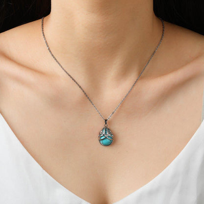 Silver Plated Tear Drop Turquoise Pendant