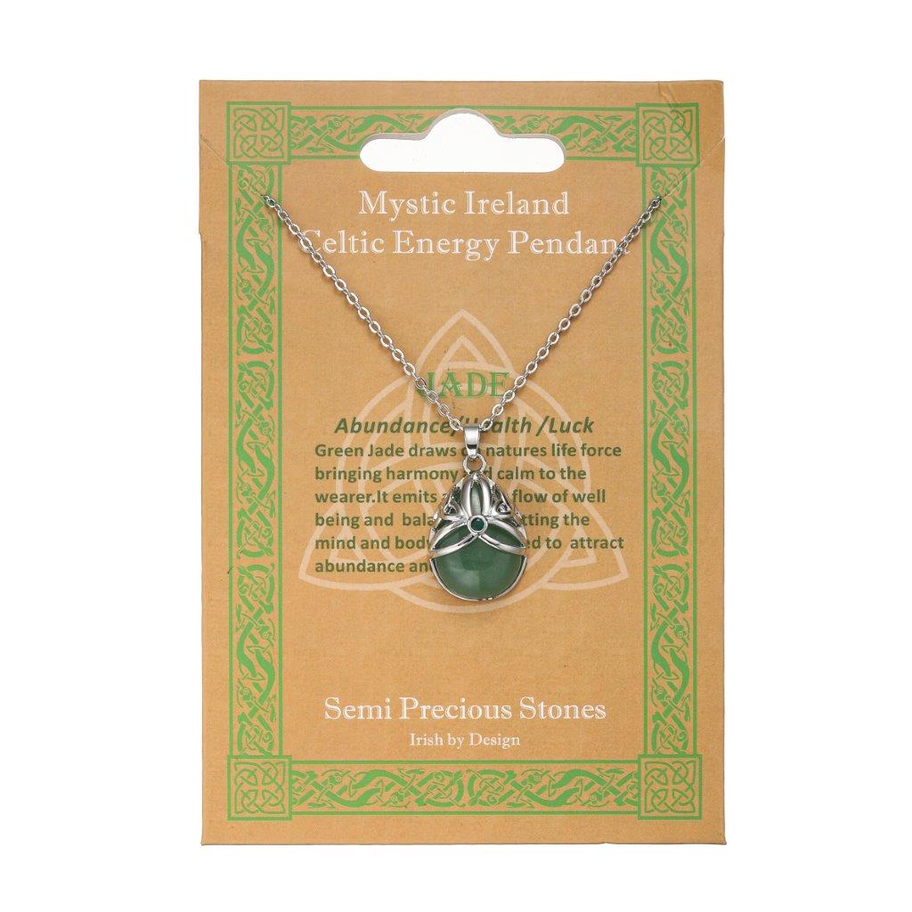 Silver Plated Tear Drop Jade Pendant 