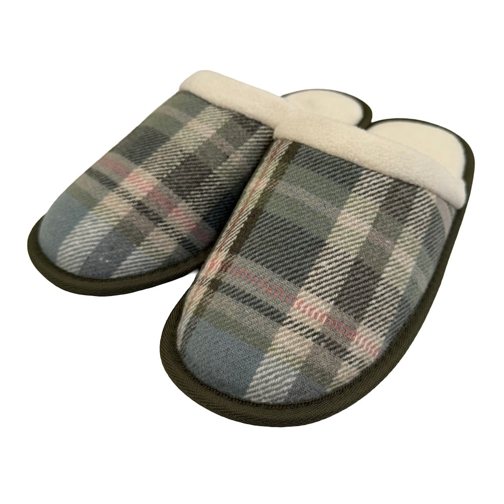 Tweed Unisex Green Slippers