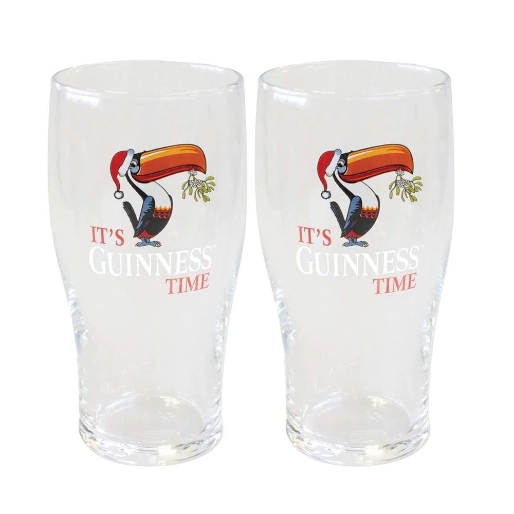 Guinness Toucan Christmas 2 Pack Pint Glass on a white background
