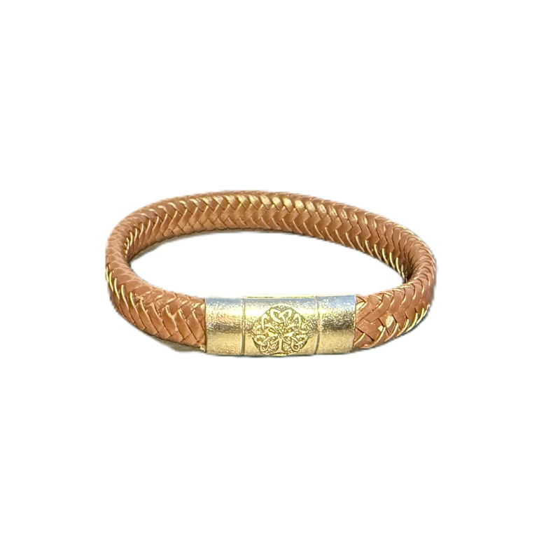 Tree Of Life Thick Brown Leather Bracelet