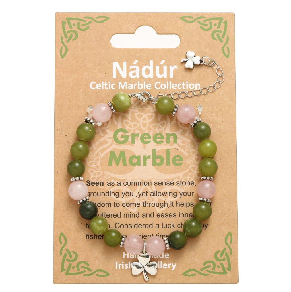 Green And  Pink Marble Shamrock Bracelet
