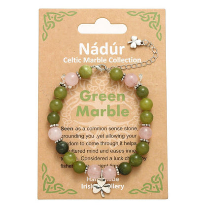 Green And  Pink Marble Shamrock Bracelet