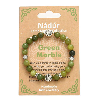 Green Marble Trinity Knots Stretch Bracelet