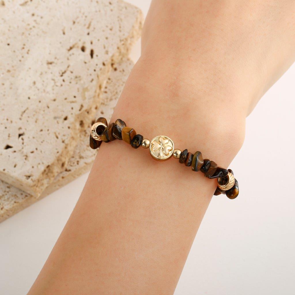 Tiger Eye Semi-Precious Stone Chip Bracelet 