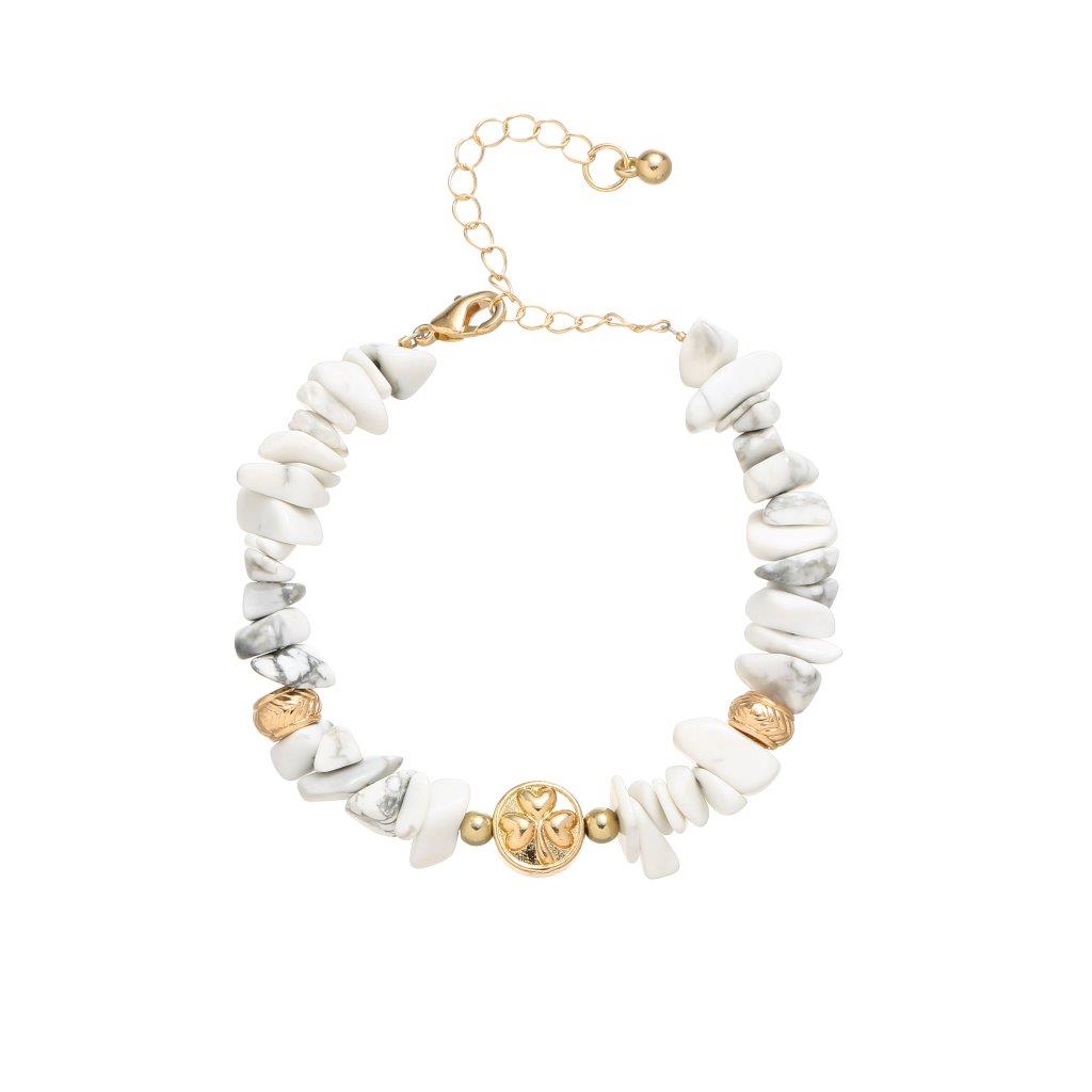 White Jasper Semi-Precious Chip Bracelet