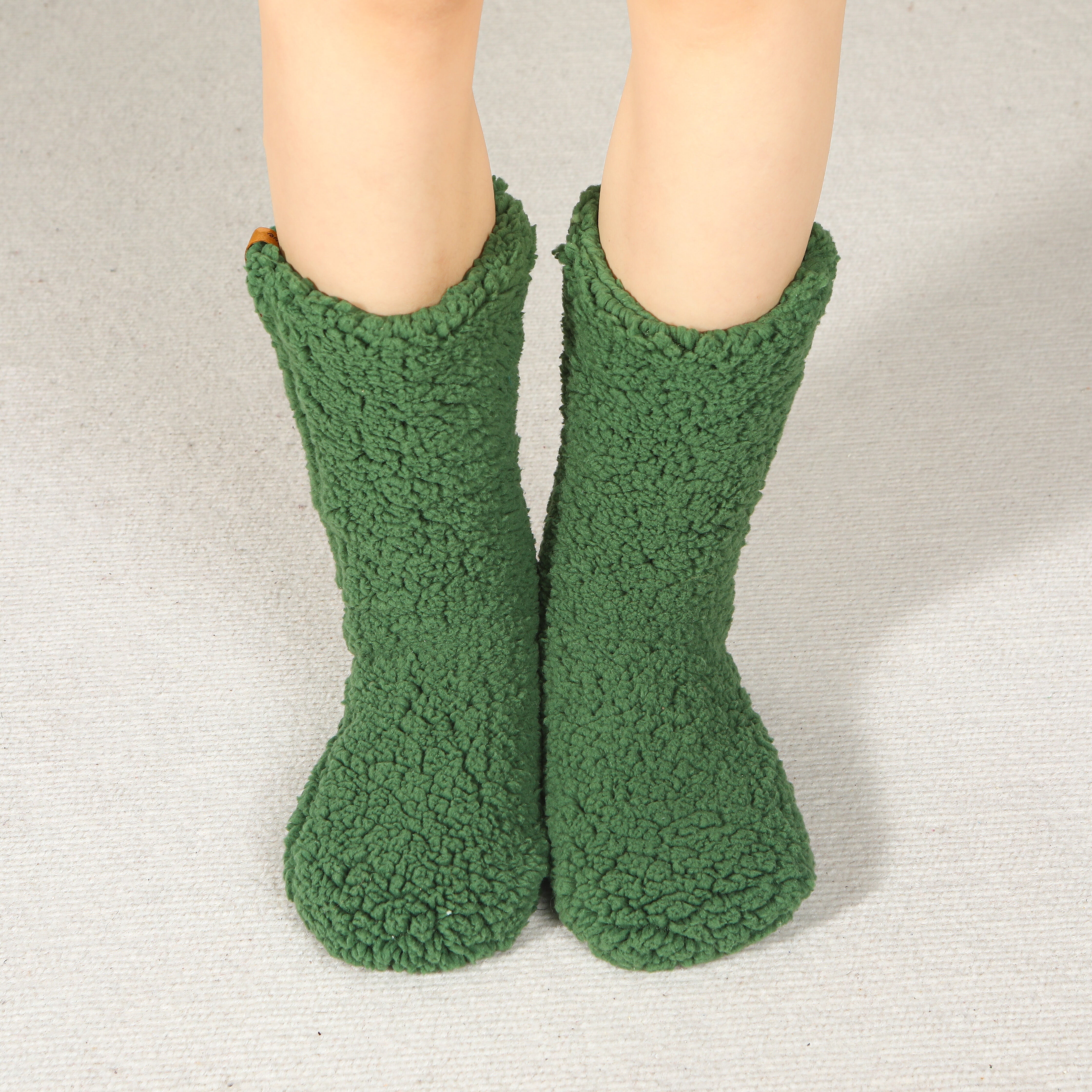Woolly Slipper Socks Green