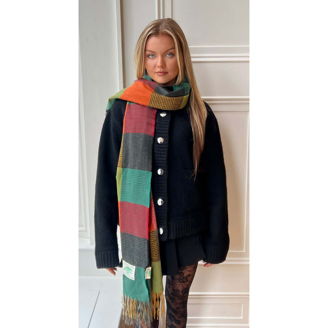 Ladies Wool Blend Multi Coloured Patchwork Scarf