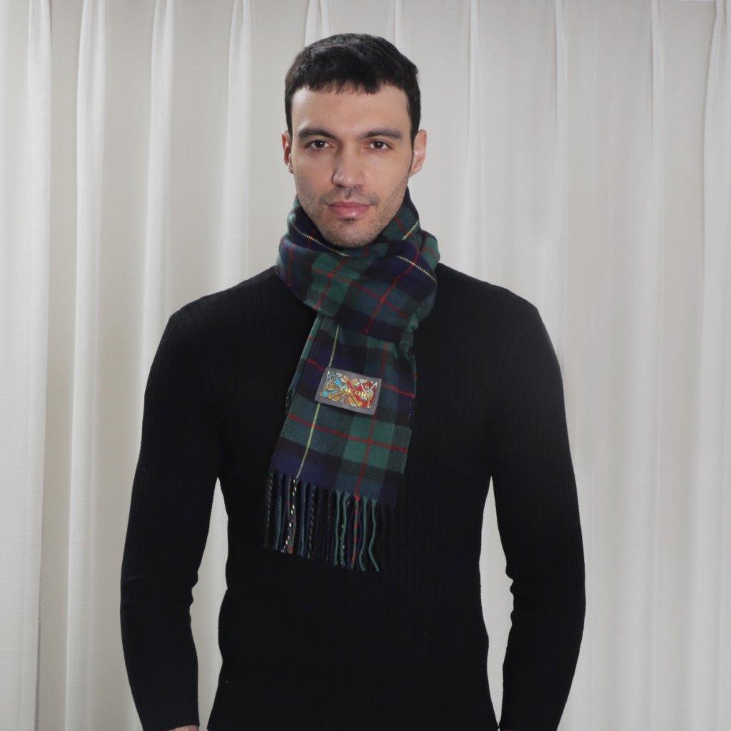 Mens Celtic Tweed Green Tartan Scarf 