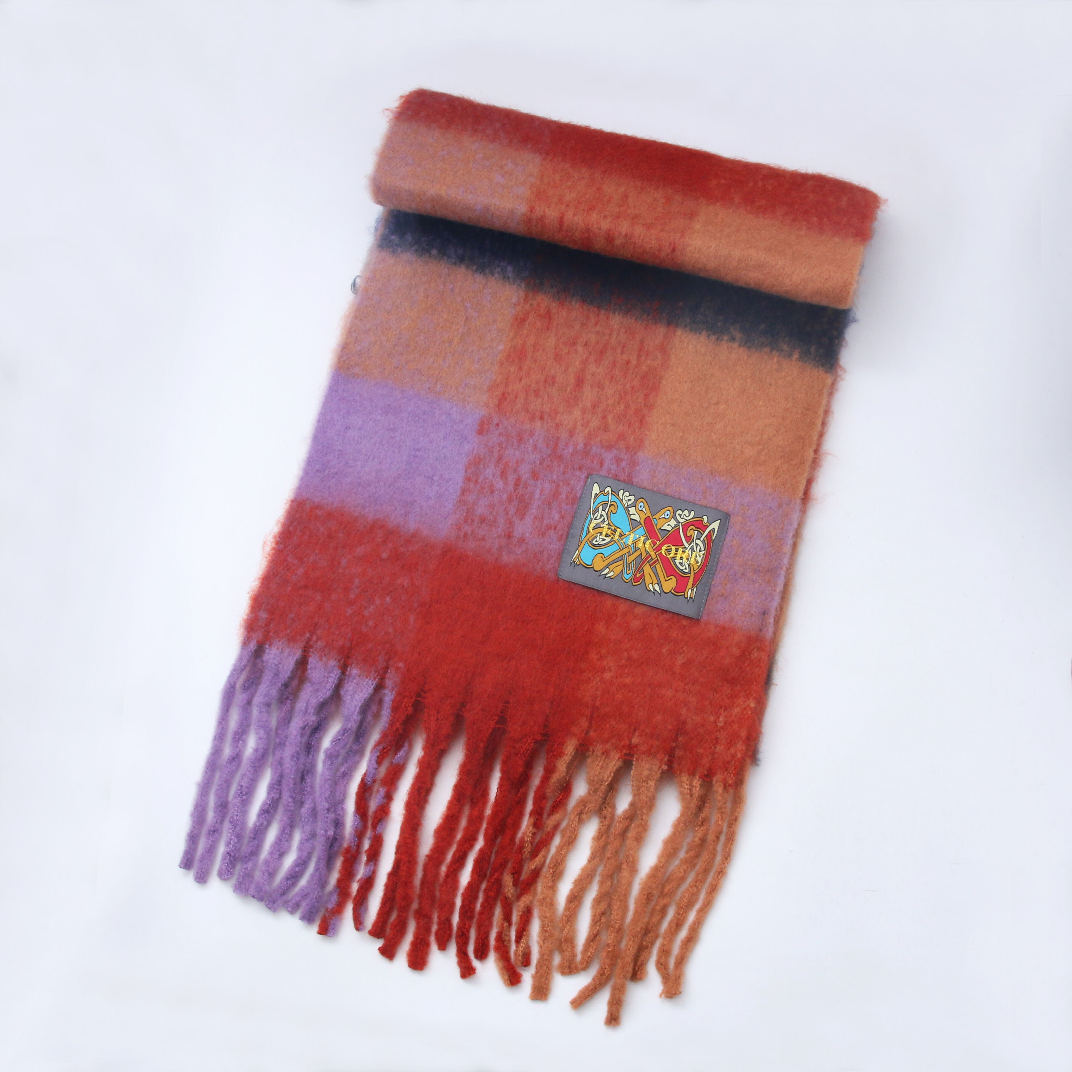 Celtic Ore Authentic Irish Soft Check Scarf Pink-red