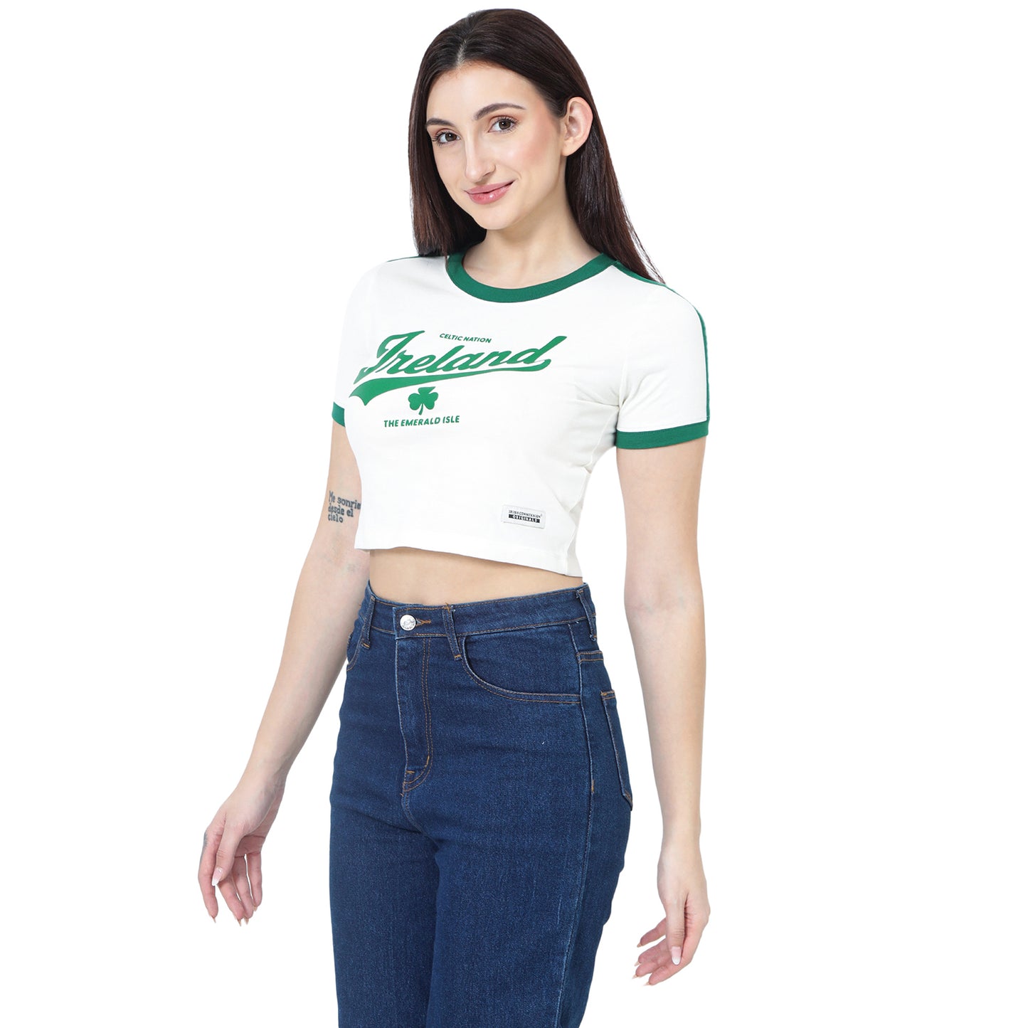 Ireland Latte & Green Cropped T-Shirt