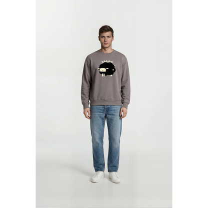 Castlerock gray unisex sweatshirt featuring a cartoon sheep graphic on the chest.