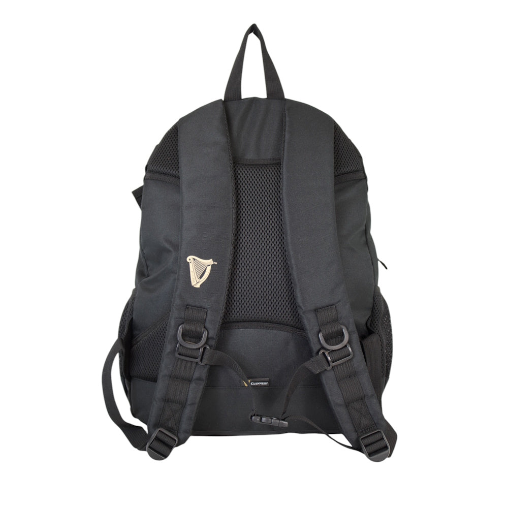 Back view of Guinness Ergonomic Cabin Backpack with padded shoulder straps, mesh back panel and logo badge