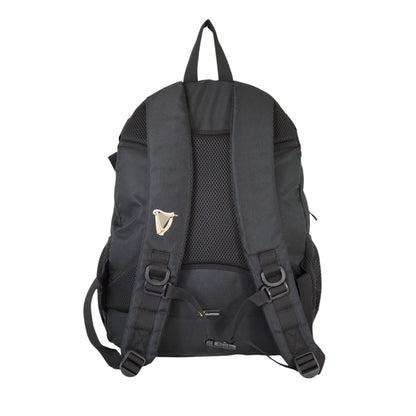 Back view of Guinness Ergonomic Cabin Backpack with padded shoulder straps, mesh back panel and logo badge