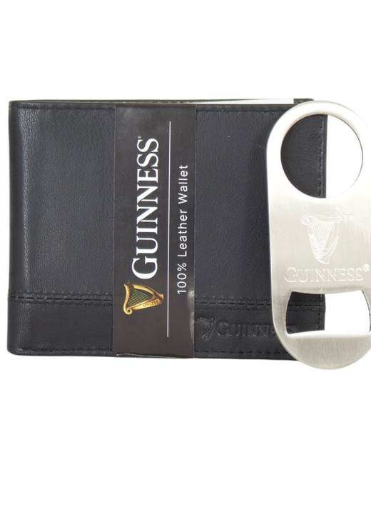 Guinness leather wallet with a large metal bottle opener key fob.
