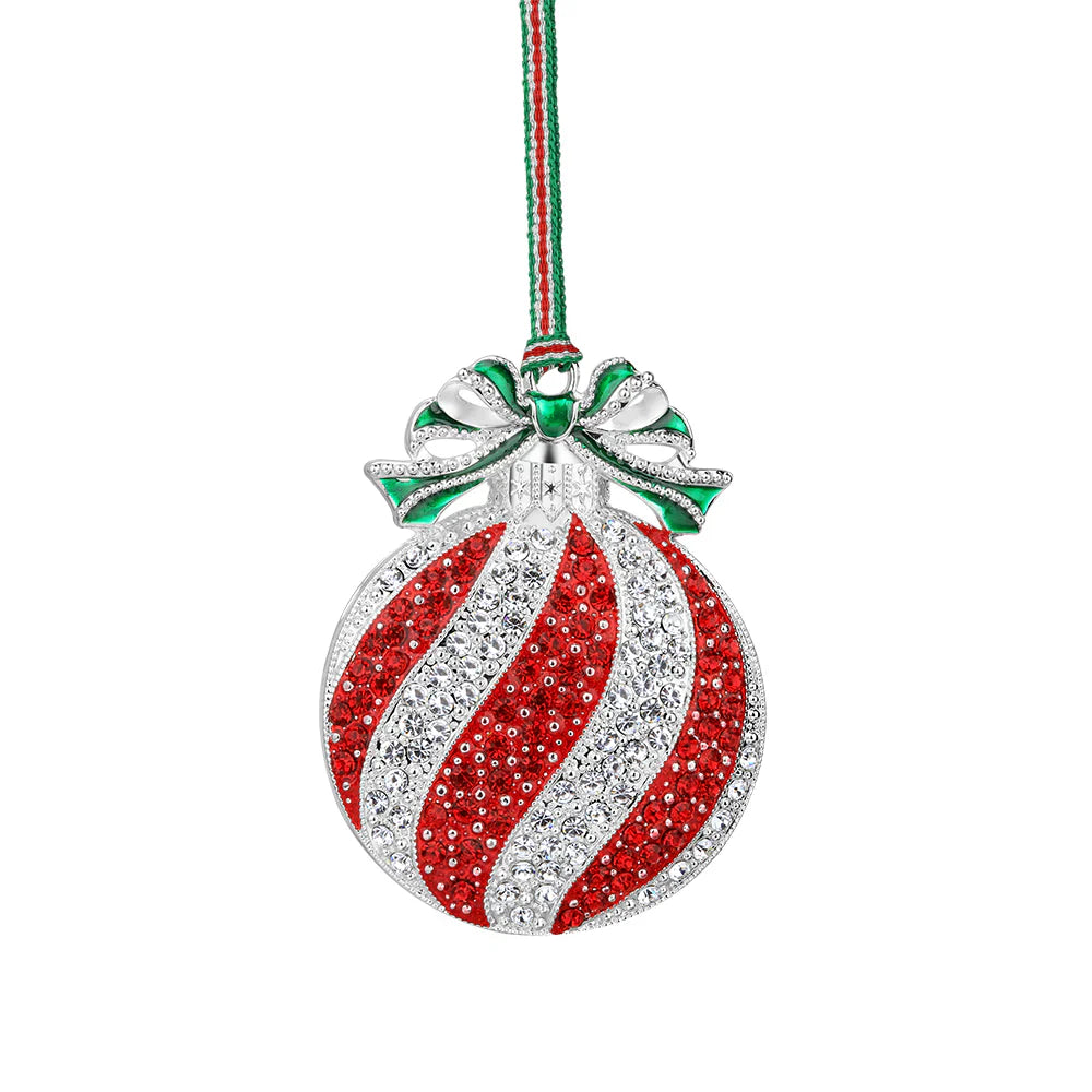 Red & Clear Stone Bauble Christmas Tree Decoration