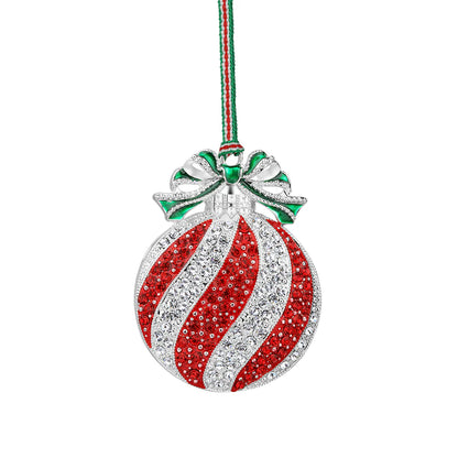 Red & Clear Stone Bauble Christmas Tree Decoration