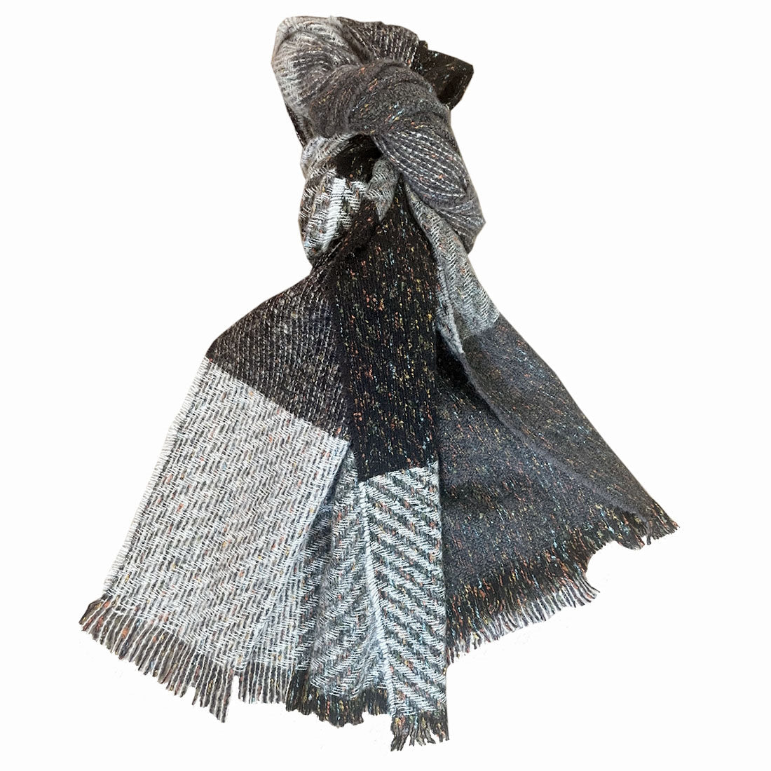 Ladies Black & Grey Check Square Twill Scarf