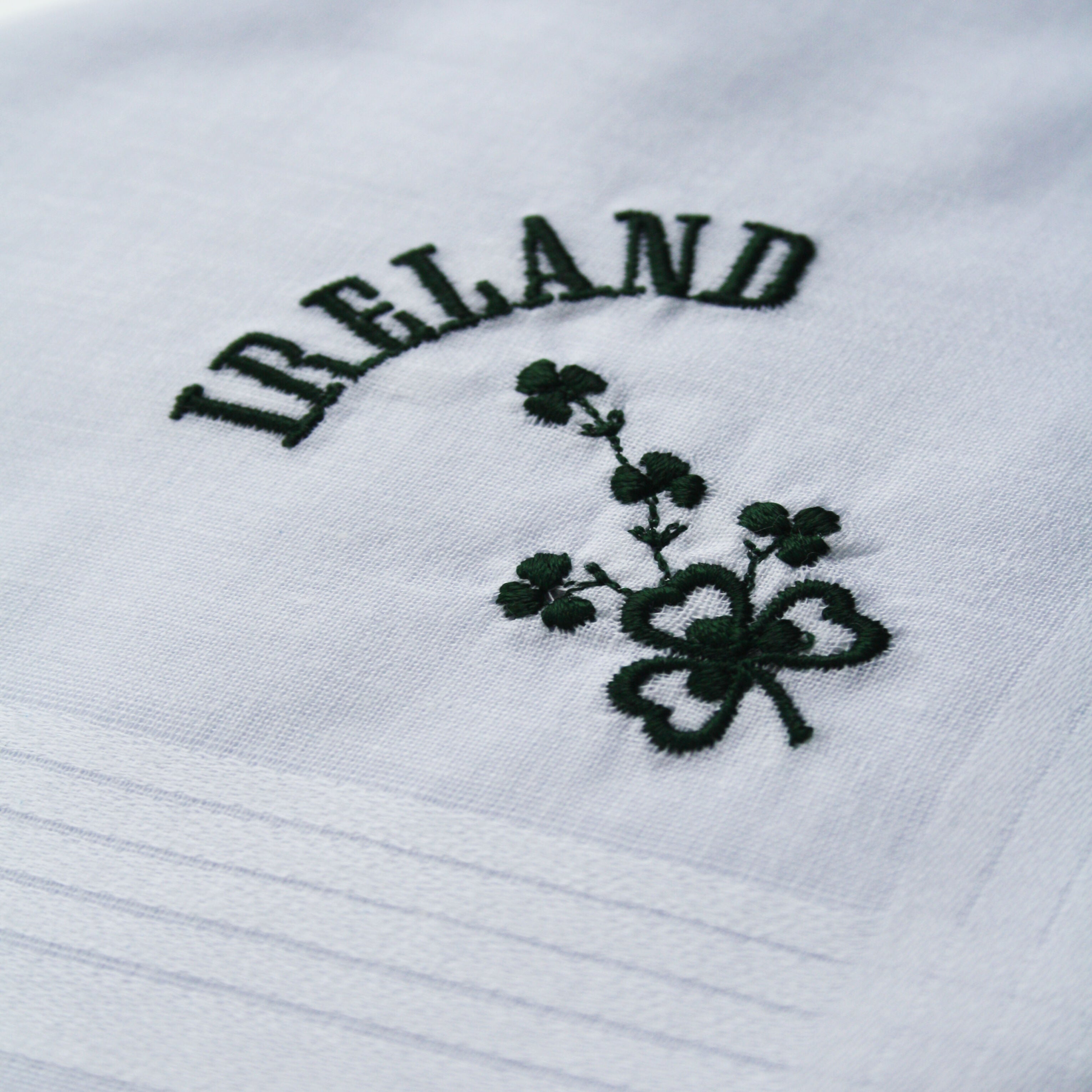 Mens Pure Cotton Handkerchief With Green Ireland & Shamrock Print