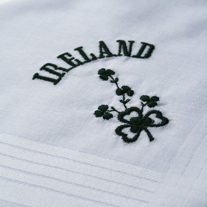 Mens Pure Cotton Handkerchief With Green Ireland & Shamrock Print