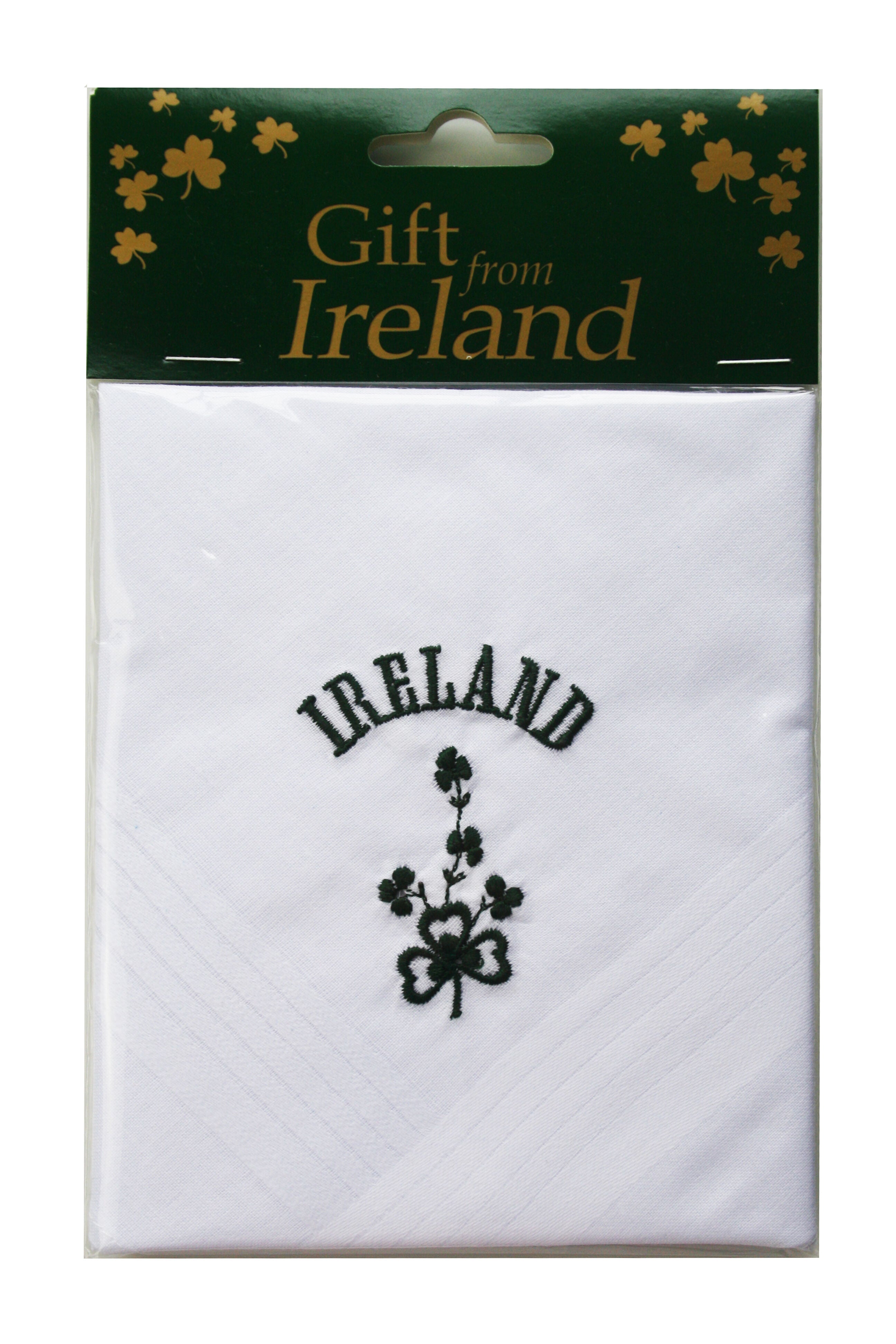 Mens Pure Cotton Handkerchief With Green Ireland & Shamrock Print 