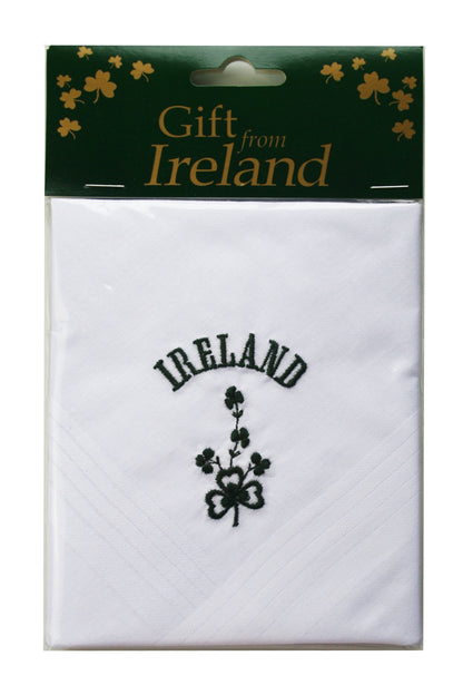 Mens Pure Cotton Handkerchief With Green Ireland & Shamrock Print