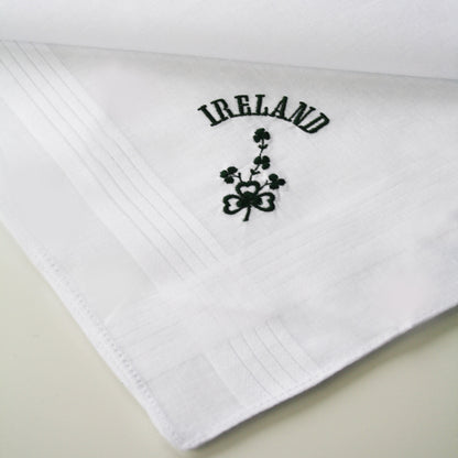 Mens Pure Cotton Handkerchief With Green Ireland & Shamrock Print