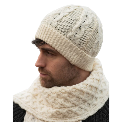 Merino Wool Honeycomb Hat Natural White