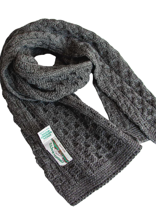 Aran Merino Wool Honeycomb Scarf Charcoal