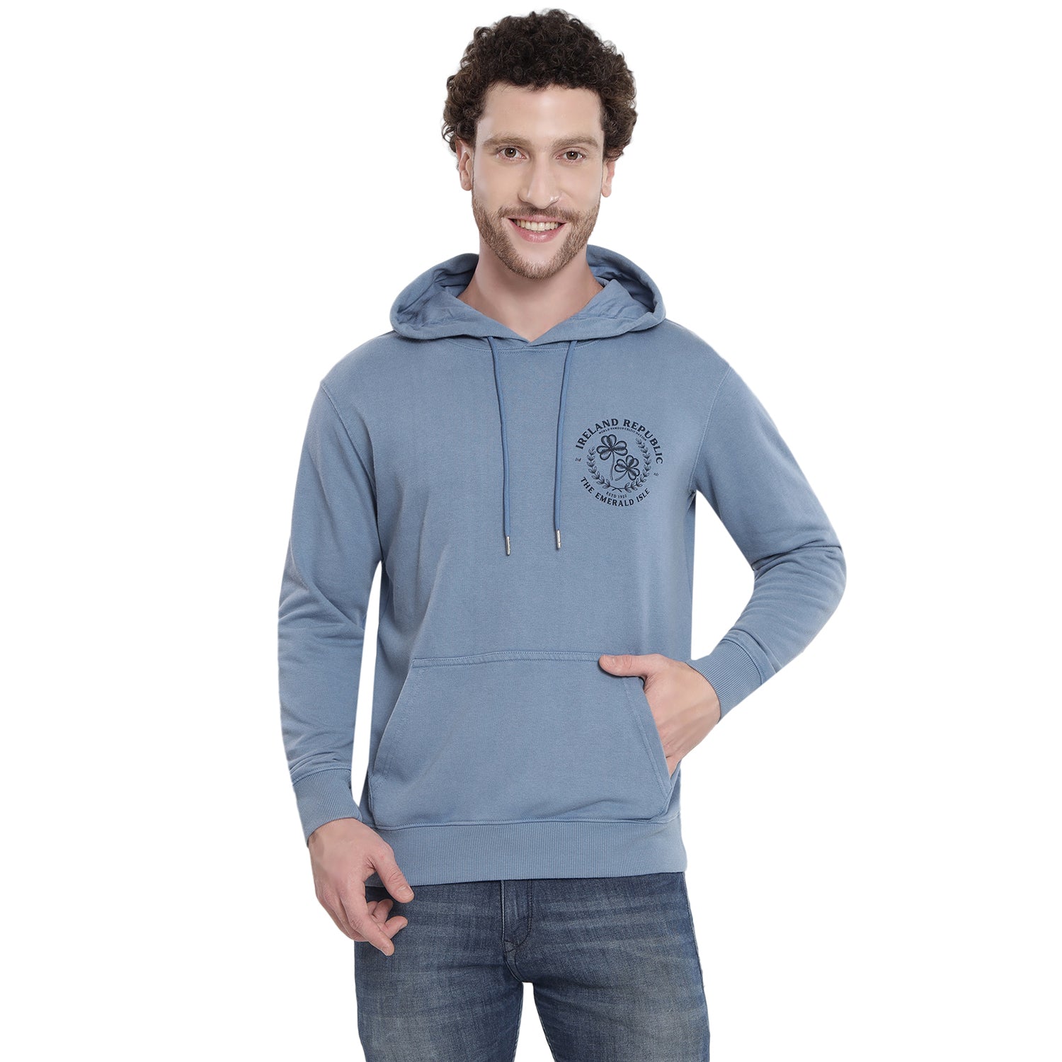 Unisex Le Shams Acid Wash Corent Blue Hoodie