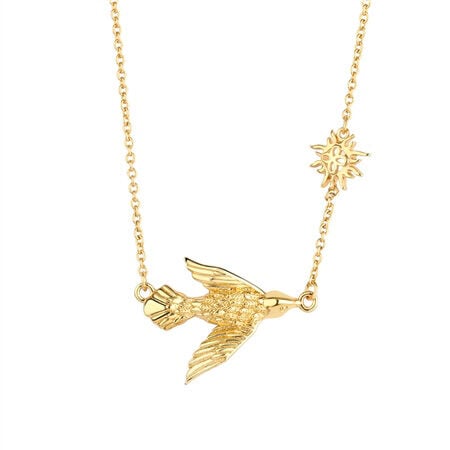 Newbridge Silverware Gold Plated Necklace With Bird & Sun Charm