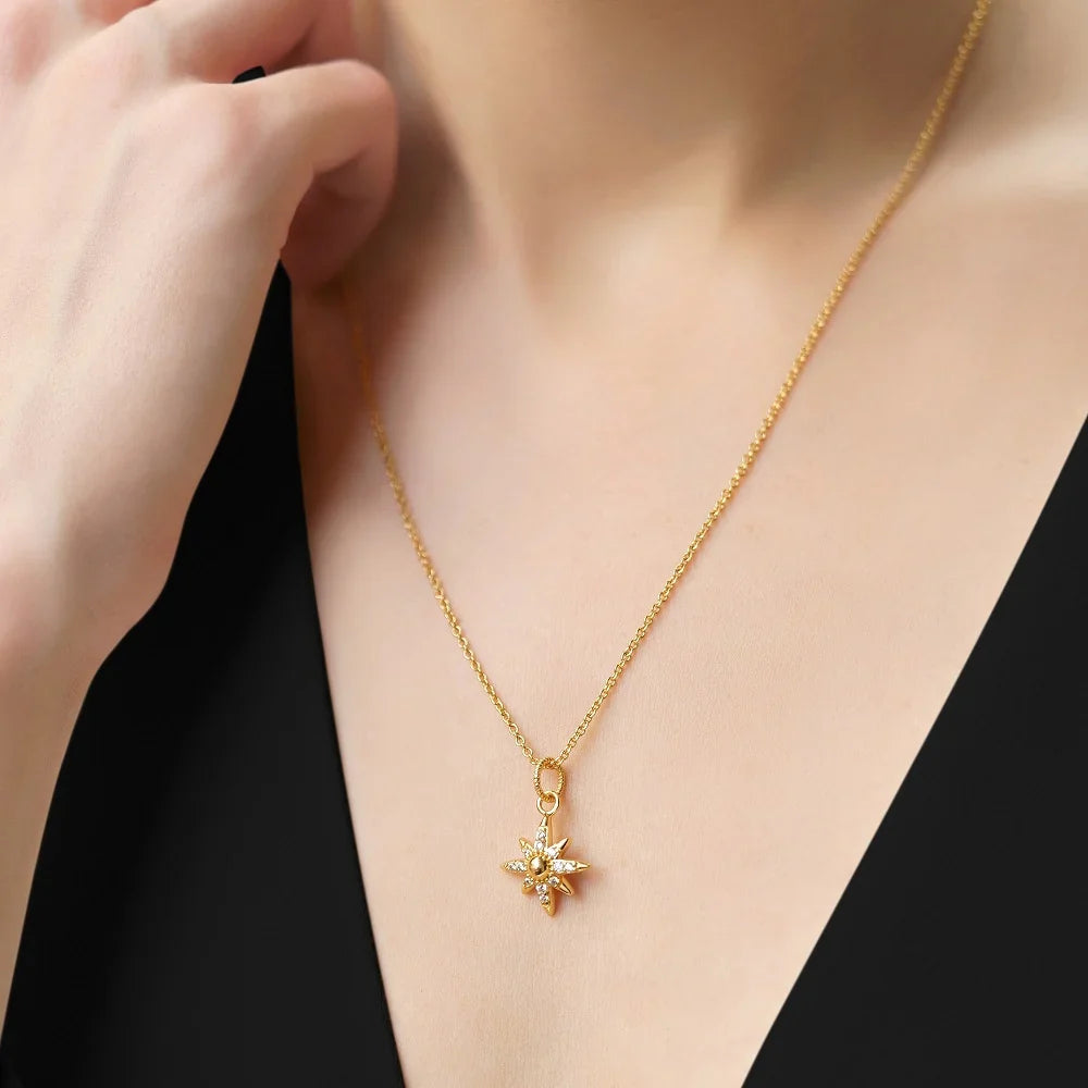 Gold Plated Star Pendant With Clear Stones Pendant