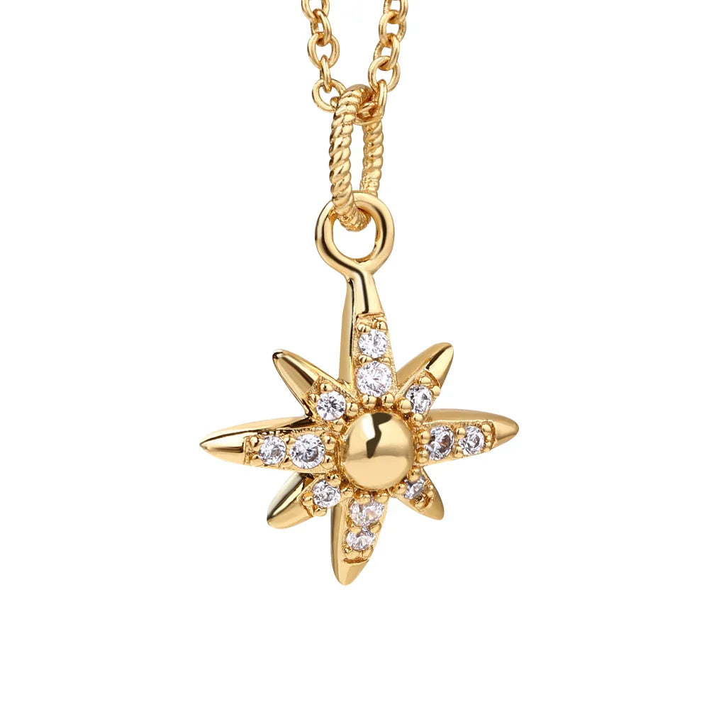 Gold Plated Star Pendant With Clear Stones Pendant