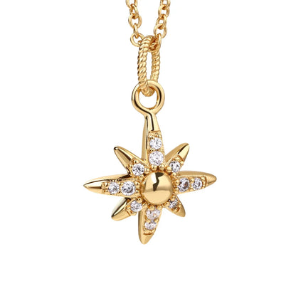 Gold Plated Star Pendant With Clear Stones Pendant
